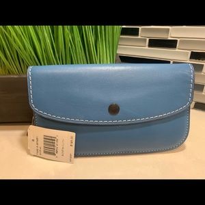 New Coach Blue Glovetan leather clutch wallet